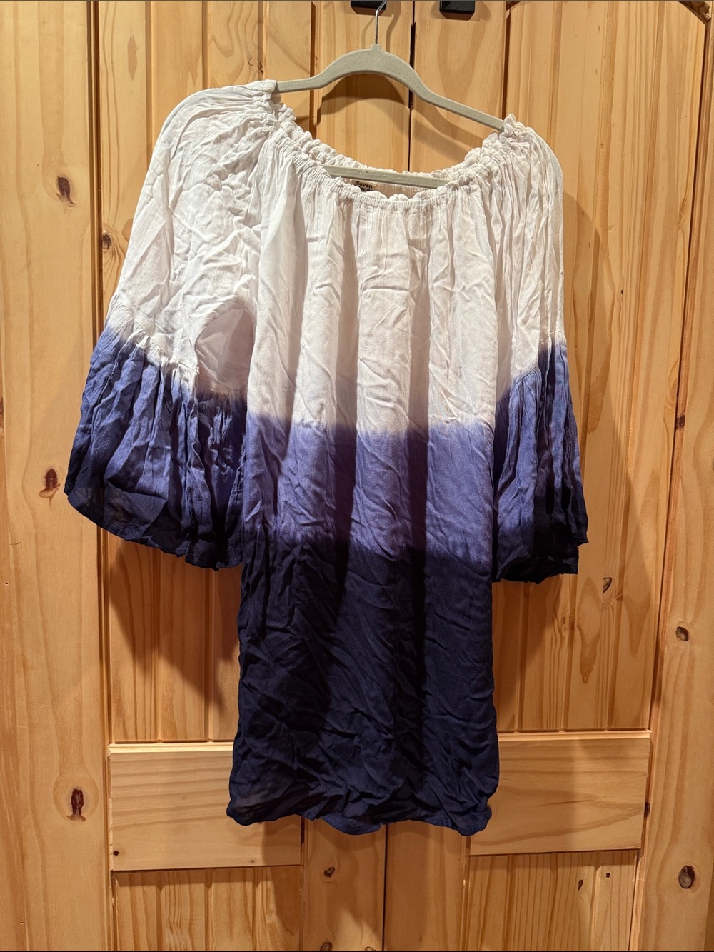 Women’s Ombre Peasant Top - White to Navy